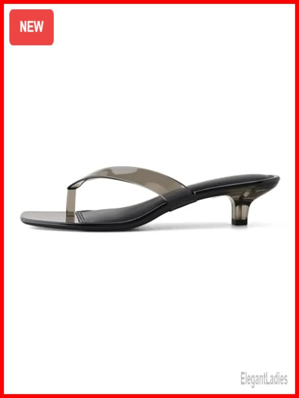 Women's Jelly Kitten Heel Thong Sandals Square Toe Slip On Summer Dress Shoes